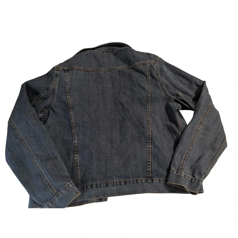 Calvin Klein Jeans Mens Medium Wash Denim Trucker Jacket Blue Size L Logo Patch
